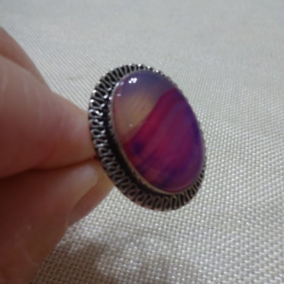Gorgeous "PURPLE BOTSWANA AGATE" Handmade Sterling Ring Size 7.25 #254B - Picture 3 of 3